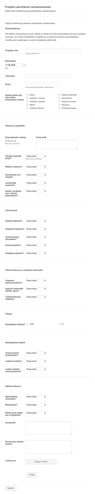 Päivittäinen Tarkastuslomake