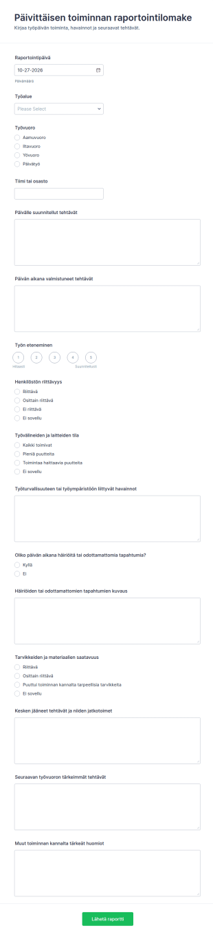 Päivittäinen Toiminnan Raportti
