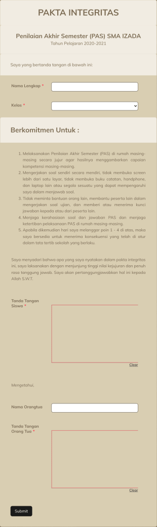 Pakta Integritas PAS
