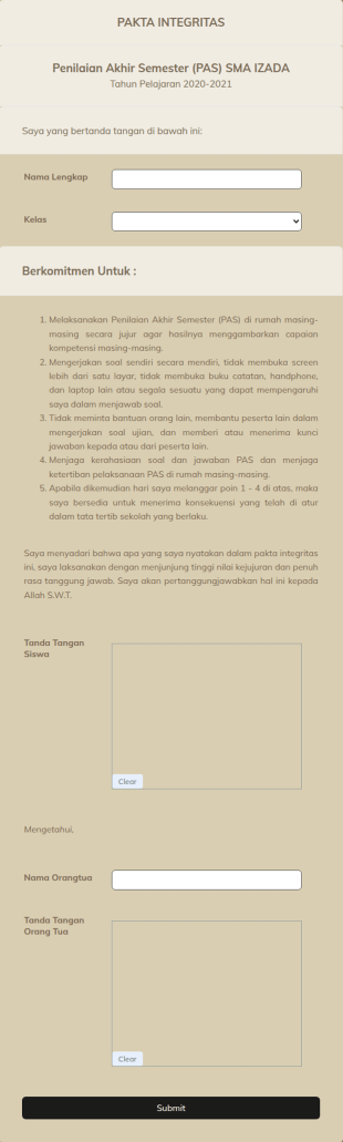 Pakta Integritas PAS