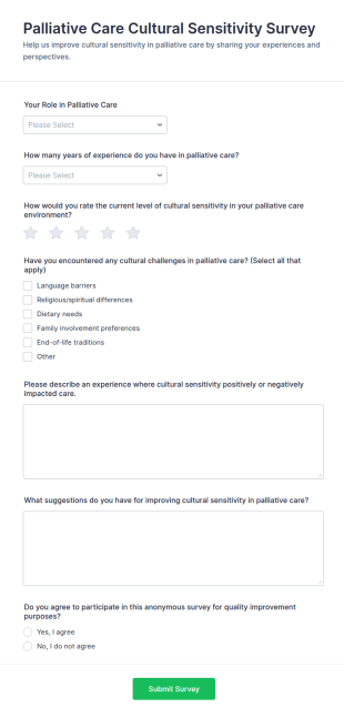 Palliative Care Cultural Sensitivity Survey Form Template
