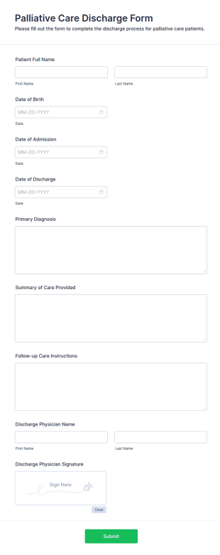 Palliative Care Discharge Form Template