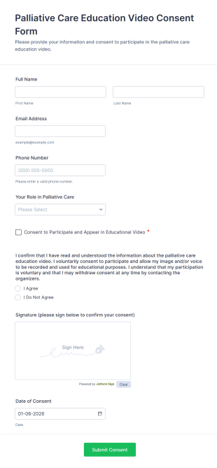 Palliative Care Education Video Consent Form Template