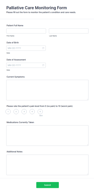 Palliative Care Monitoring Form Template