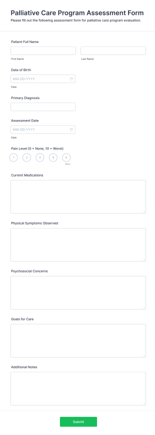 Palliative Care Program Assessment Form Template