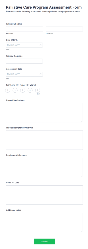 Palliative Care Program Assessment Form Template