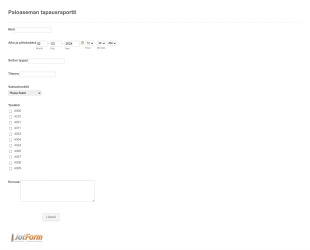 Paloaseman Tapausraportti Form Template