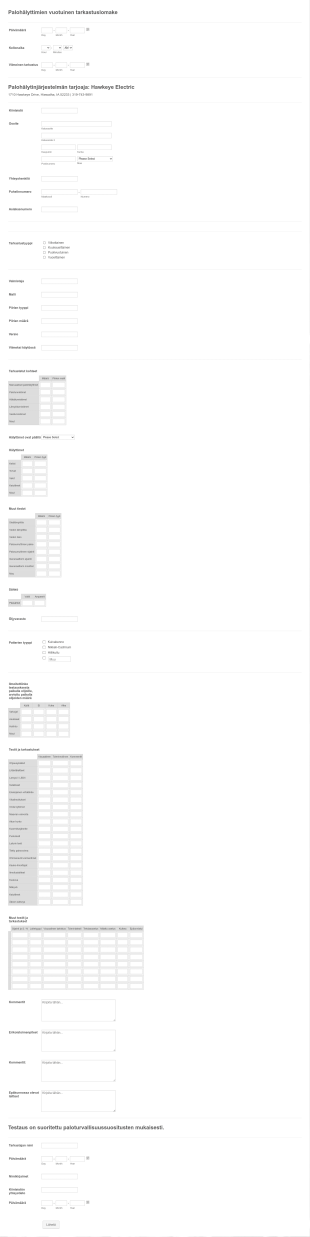 Palohälyttimien Tarkastuslomake Form Template