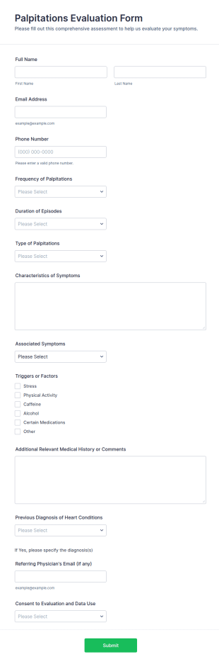 Palpitations Evaluation Form Template