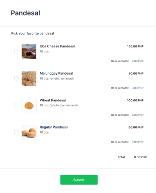 Pandesal Order Form Template