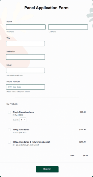 Panel Application Form Template
