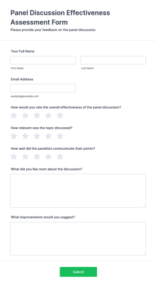 Panel Discussion Effectiveness Assessment Form Template