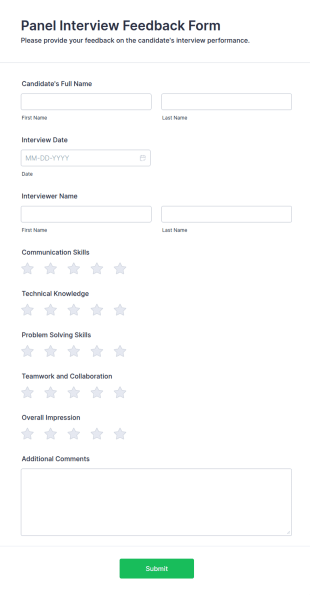 Panel Interview Feedback Form Template