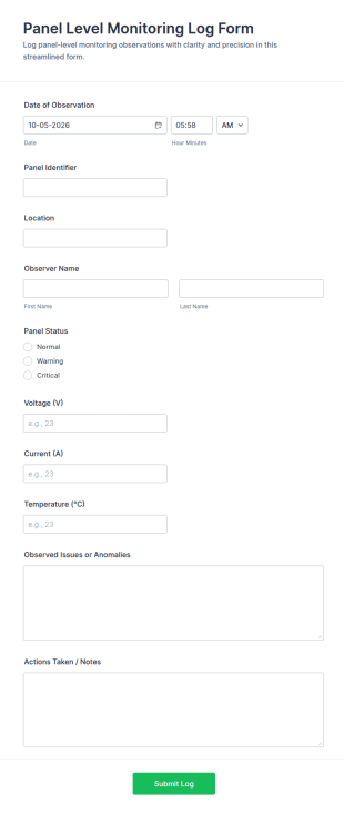 Panel Level Monitoring Log Form Template