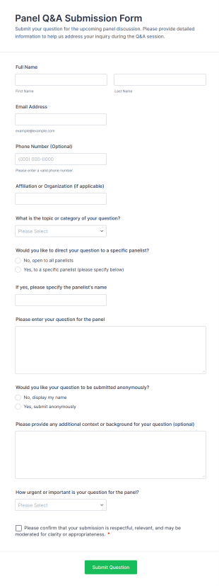 Panel Q&A Submission Form Template