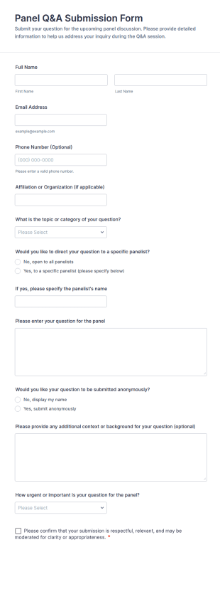 Panel Q&A Submission Form Template