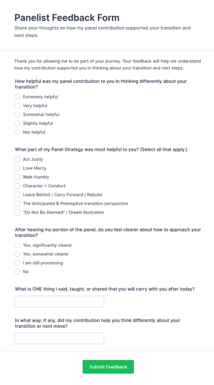 Panelist Feedback Form Template