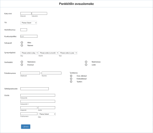 Pankkitilin Avauslomake Form Template