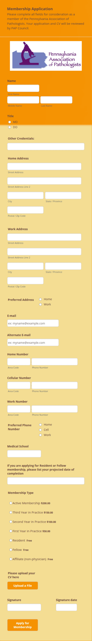 Membership Application Form Template