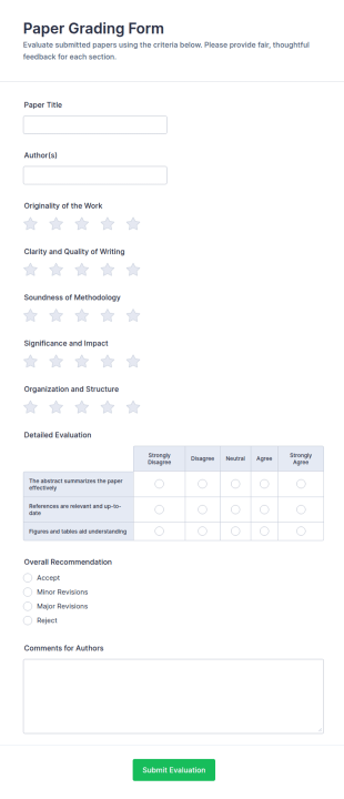 Paper Grading Form Template