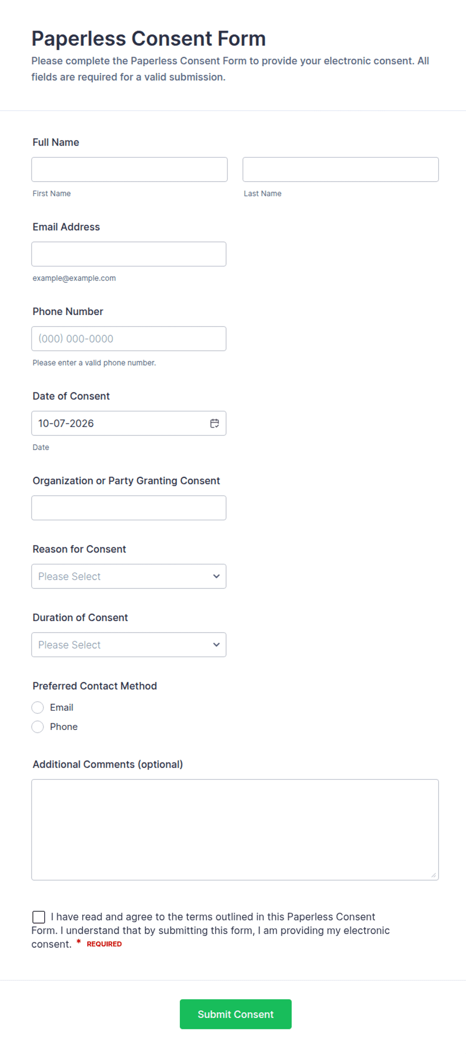 Paperless Consent Form Template | Jotform
