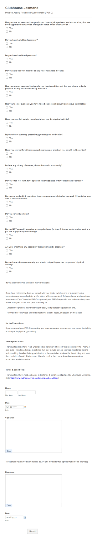 PAR Q Template Form Template
