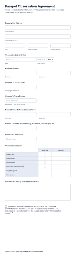Parapet Observation Agreement Form Template