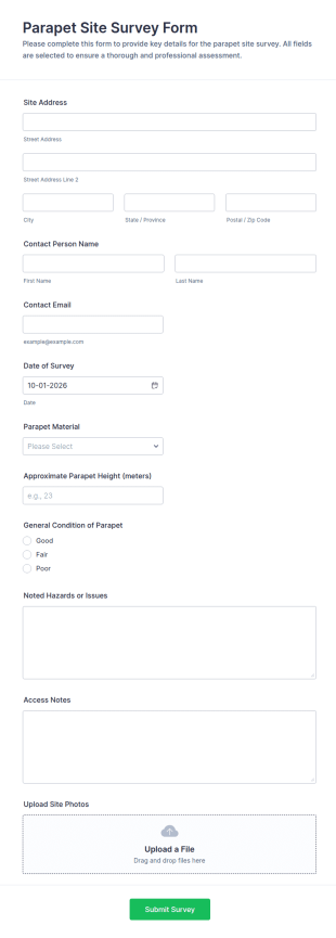 Parapet Site Survey Form Template