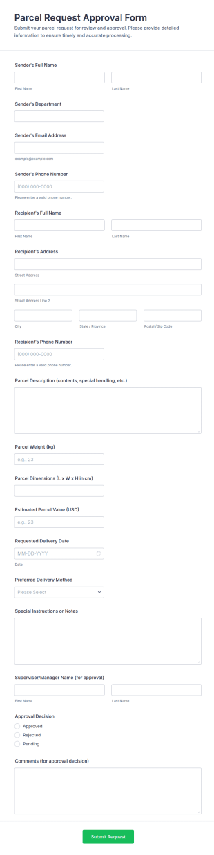 Parcel Request Approval Form Template