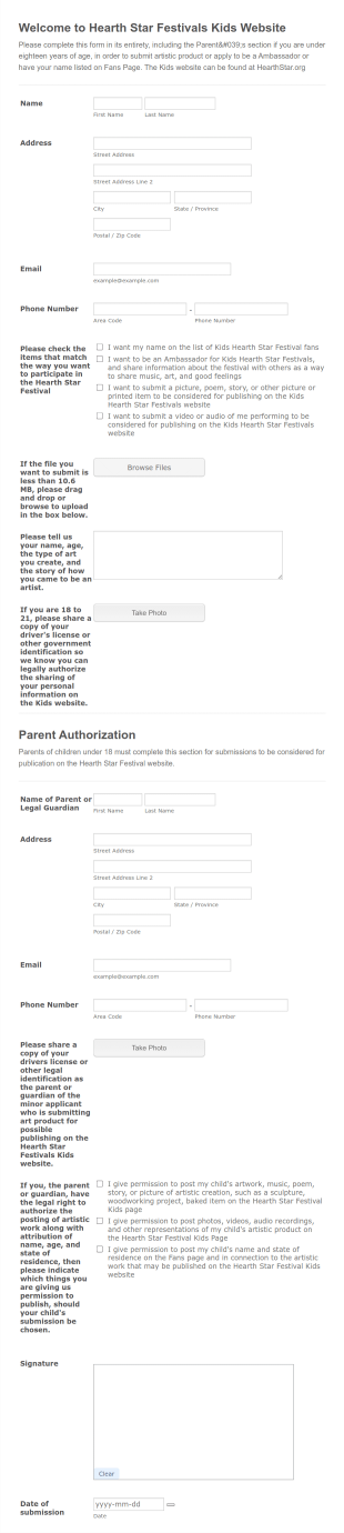 Parent Authorization Form Template
