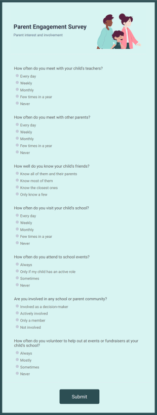 Parent Engagement Survey Form Template