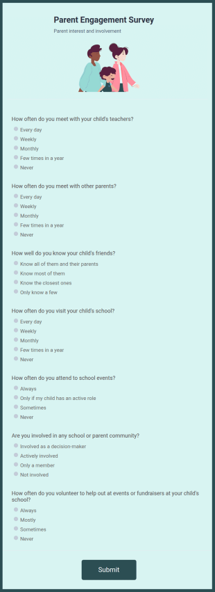Parent Engagement Survey Form Template