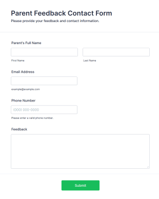Parent Feedback Contact Form Template