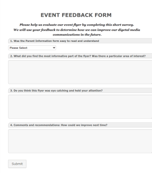 Parent Information Evening Flyer Form Feedback Form Template