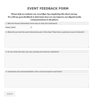 Parent Information Evening Flyer Form Feedback