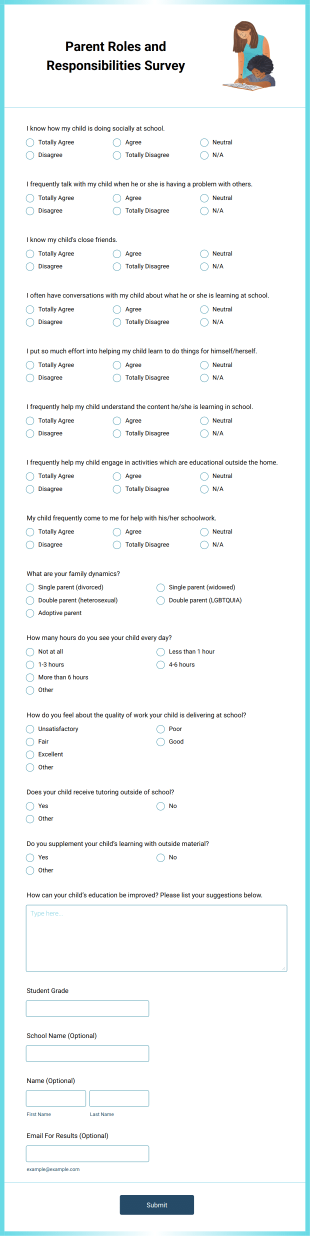 Parent Roles And Responsibilities Survey Form Template