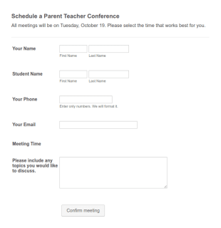 Parent Teacher Conference Schedule Form Template