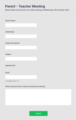 Parent Teacher Meeting Form Template