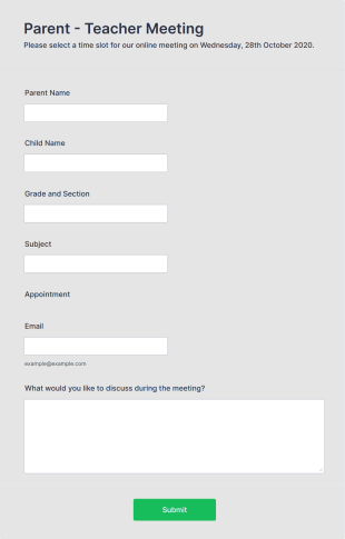 Parent Teacher Meeting Form Template