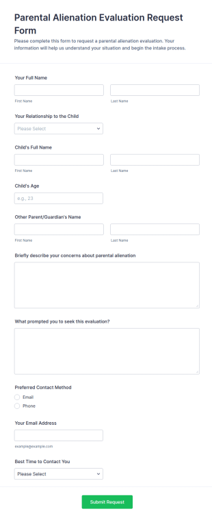 Parental Alienation Evaluation Request Form Template