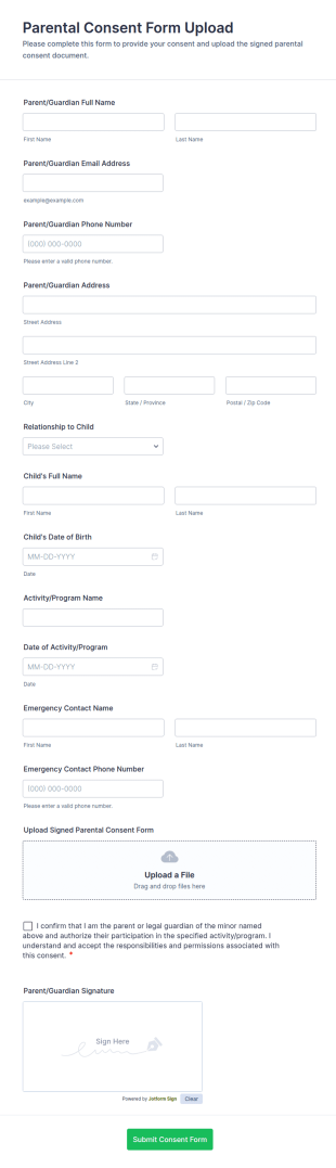 Parental Consent Form Upload