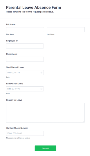 Parental Leave Absence Form Template