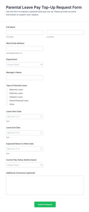 Parental Leave Pay Top Up Request Form Template
