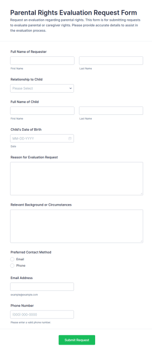 Parental Rights Evaluation Request Form Template