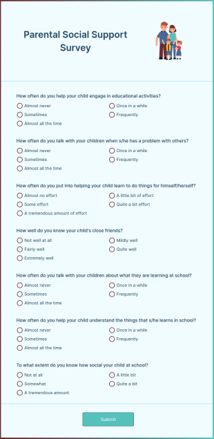Parental Social Support Survey Form Template
