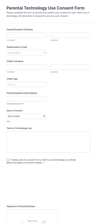 Parental Technology Use Consent Form Template