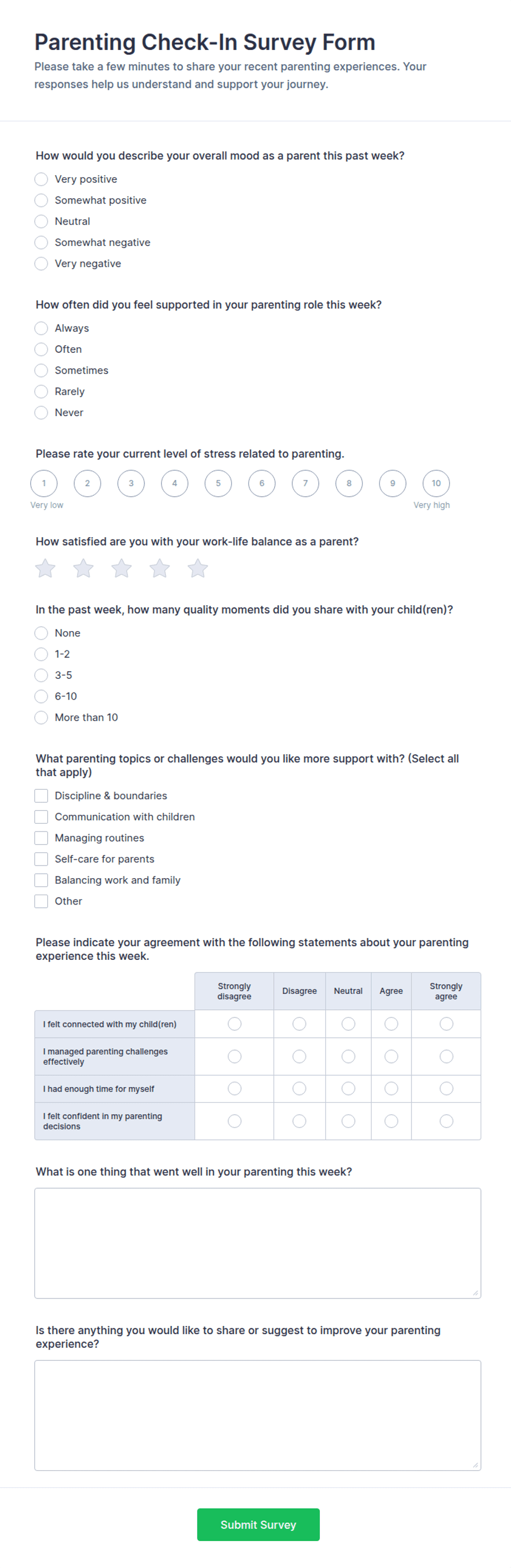 Parenting Check-In Survey Form Template | Jotform