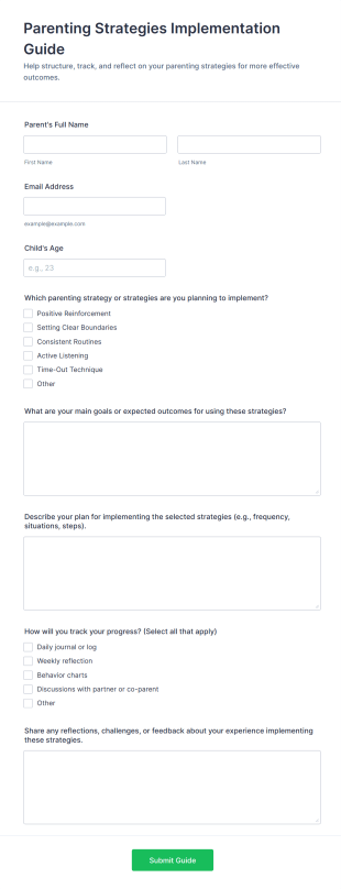 Parenting Strategies Implementation Guide Form Template