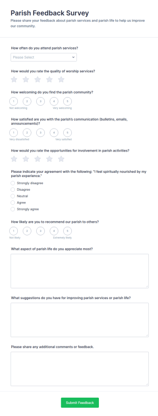 Parish Feedback Survey Form Template