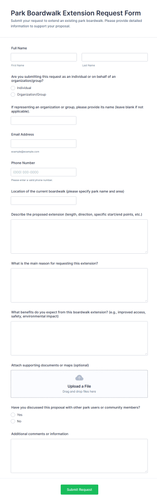 Park Boardwalk Extension Request Form Template